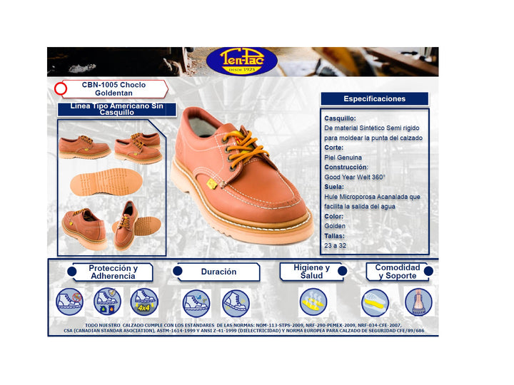Zapatos casuales Ten Pac color miel con costuras blancas y suela gruesa.