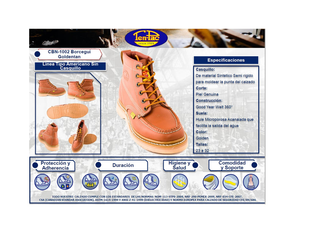 Botas borceguíes de cuero color miel con cordones amarillos y suela beige.
