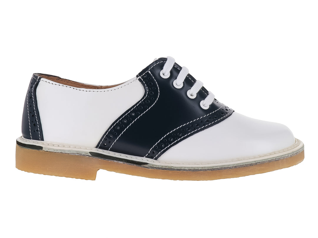 Zapatos Escolares Elefante Bicolor Blanco y Marino para Niña