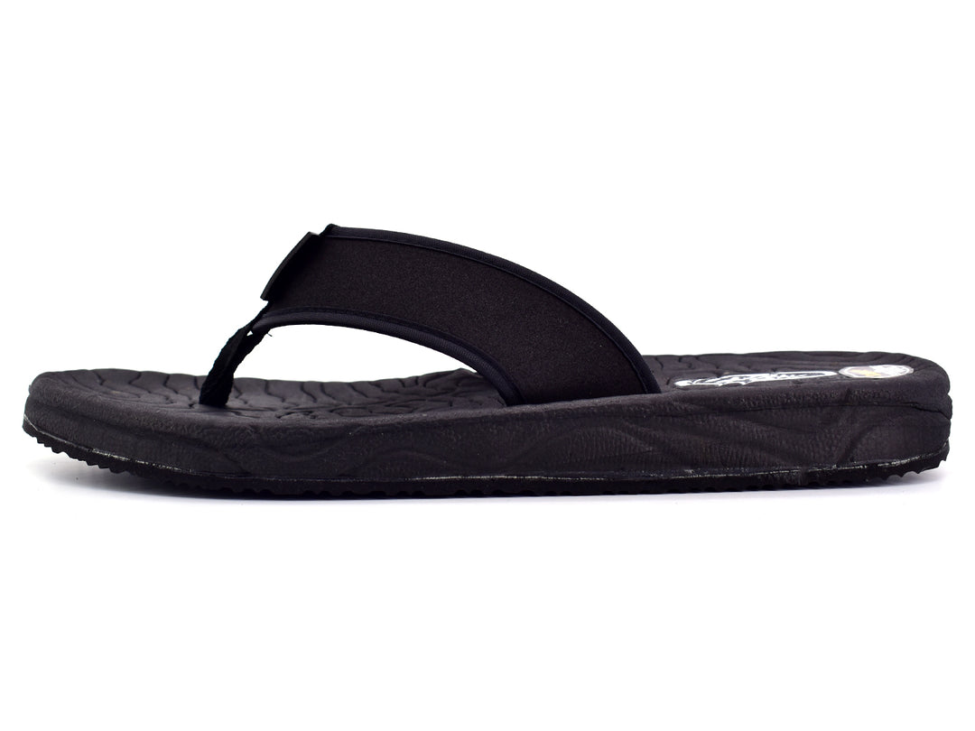 Par de sandalias CARAY FLEX color negro con diseño ergonómico y suela texturizada.
