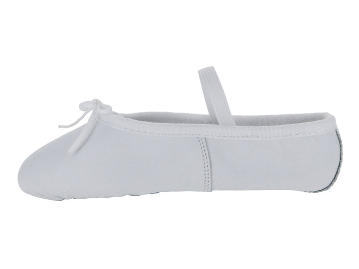Zapatilla de ballet color blanco para niños con elástico en el empeine.