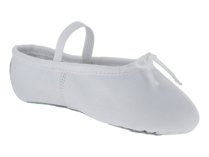 Zapatilla de ballet color blanco para niños con correa elástica.