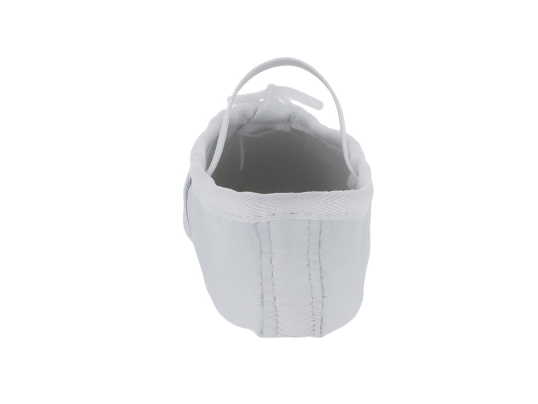 Zapatilla de ballet color blanco para niños con correa elástica.