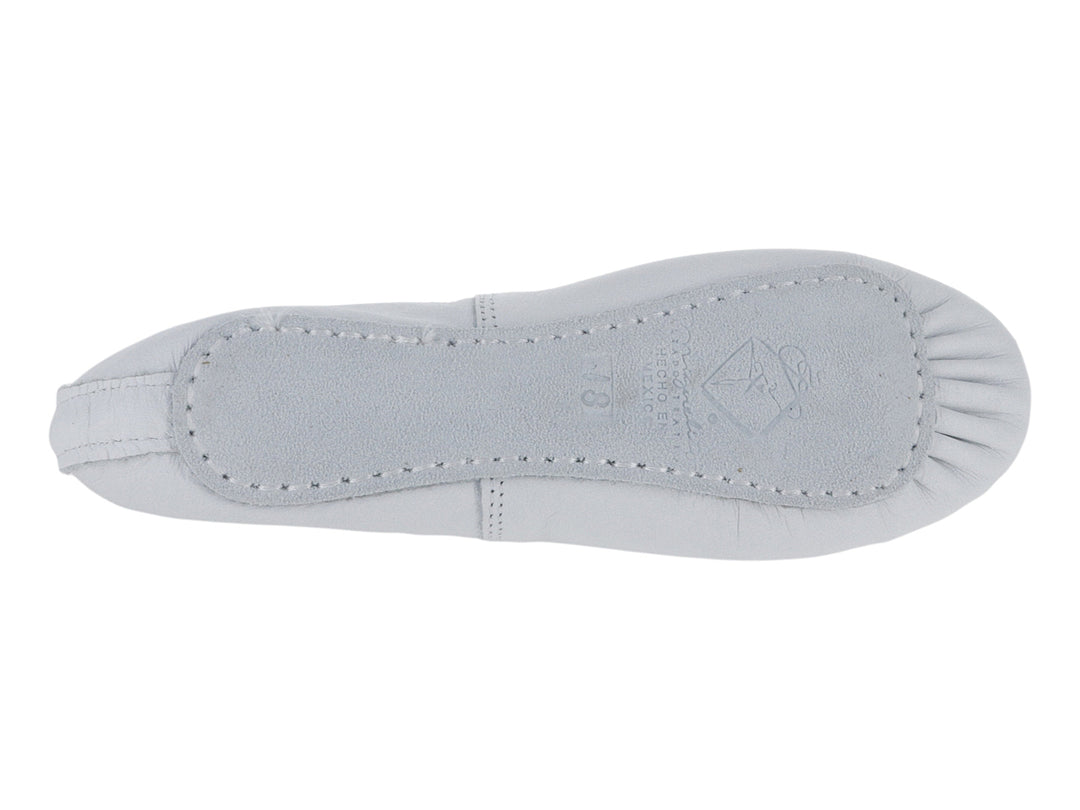 Zapatilla de ballet color blanco para niños con correa elástica.