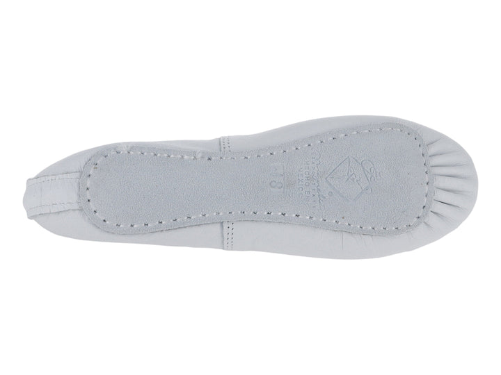 Zapatilla de ballet color blanco para niños con correa elástica.
