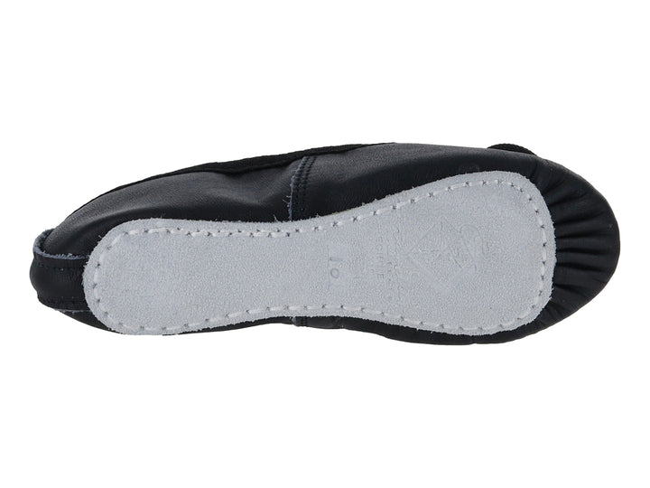 Zapatilla de ballet color negro para niño o niña con correa elástica en el empeine.