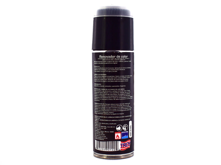 Envase de spray Renovador de Color Troy para ante, nubuck y gamuza en color negro.