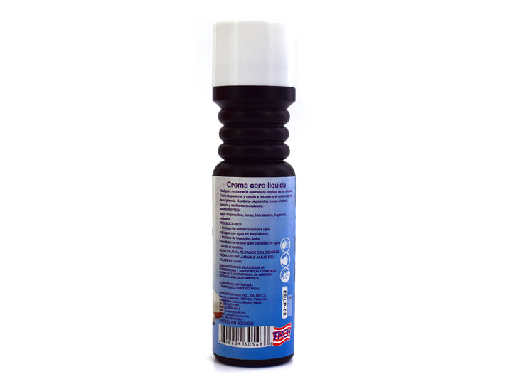 Botella blanca de crema cera líquida TROY para calzado de 118ml.