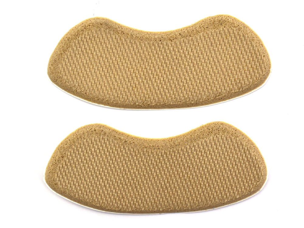 Par de taloneras de gel color beige marca Troy en empaque plástico.