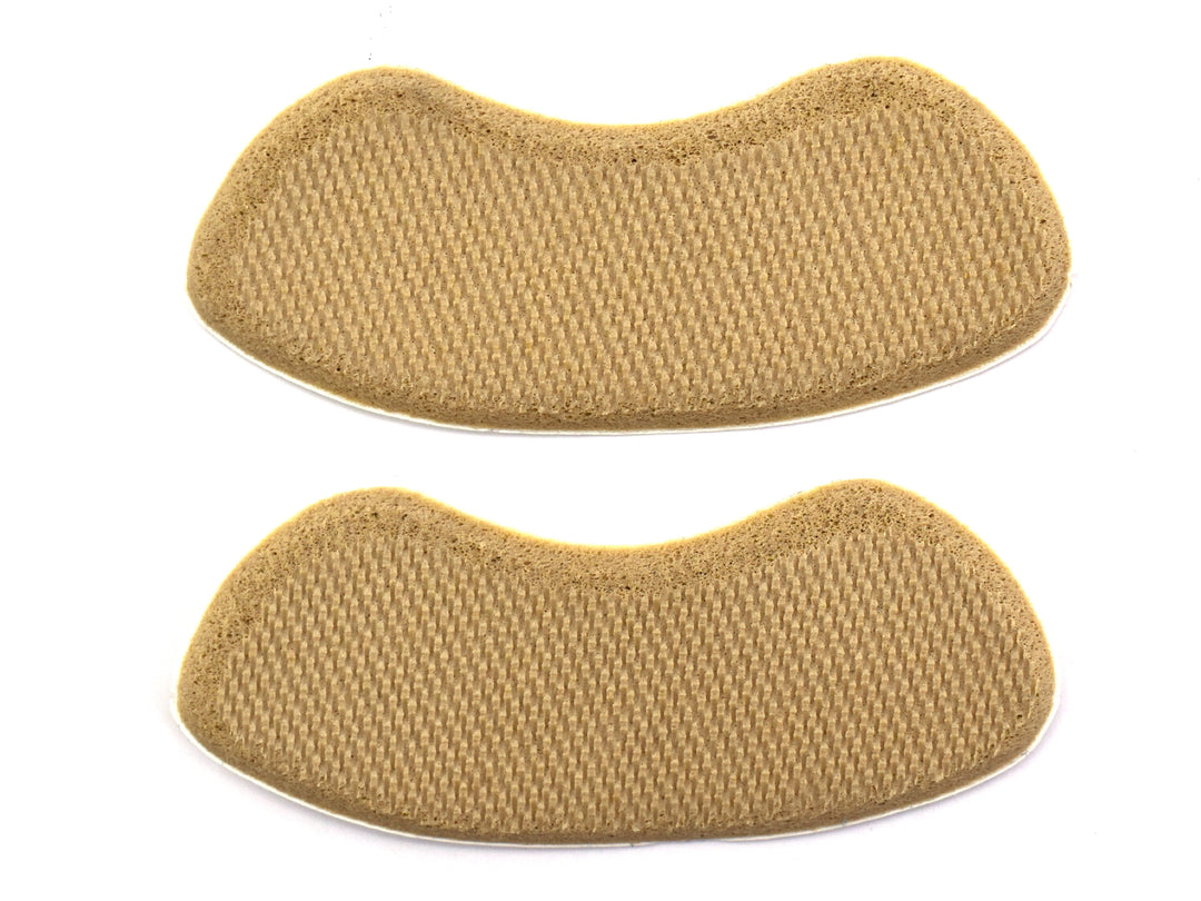 Par de taloneras de gel color beige marca Troy en empaque plástico.