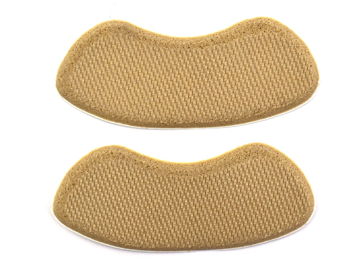 Par de taloneras de gel color beige marca Troy en empaque plástico.