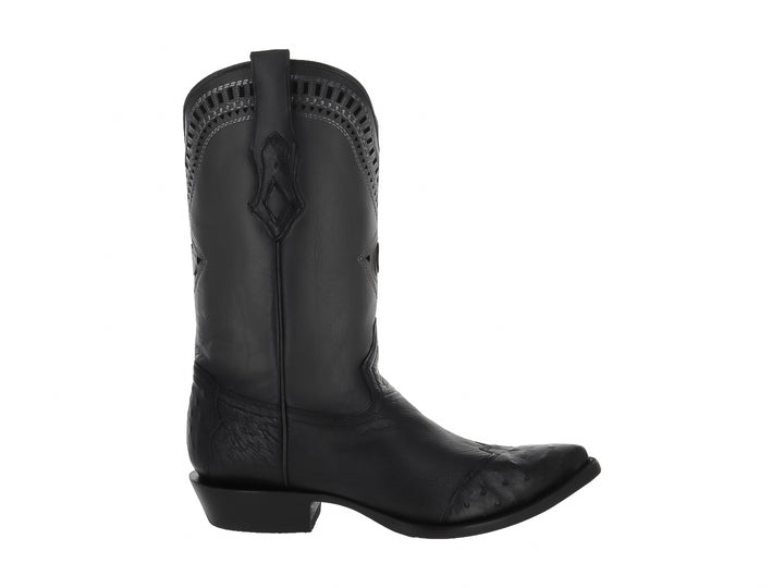 Botas Vaqueras Cuadra de Piel de Avestruz Negro