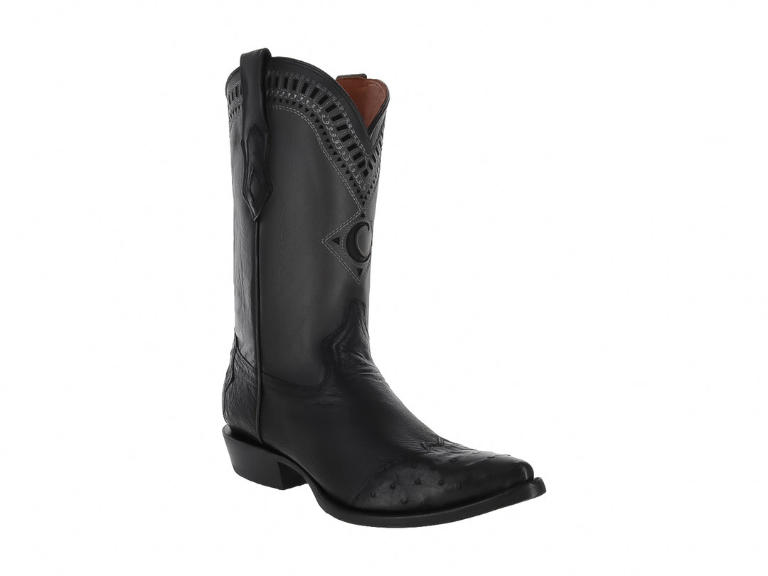 Botas Vaqueras Cuadra de Piel de Avestruz Negro