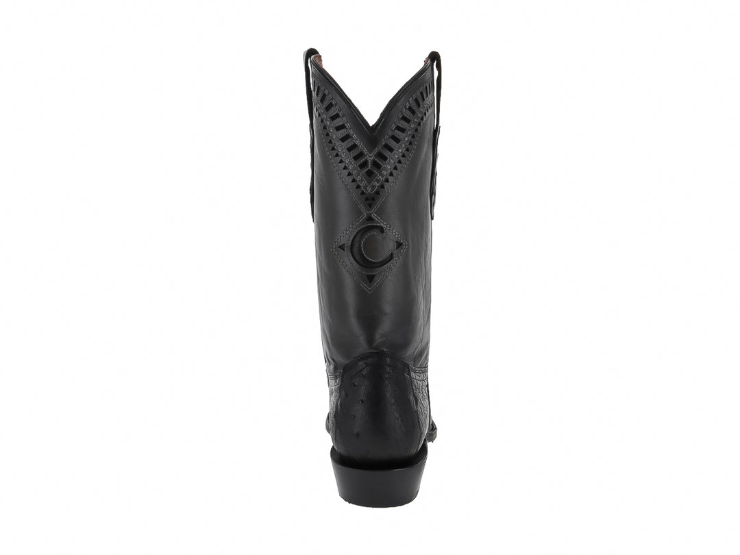 Botas Vaqueras Cuadra de Piel de Avestruz Negro