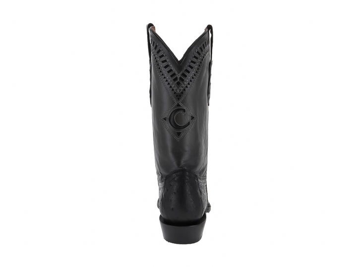 Botas Vaqueras Cuadra de Piel de Avestruz Negro