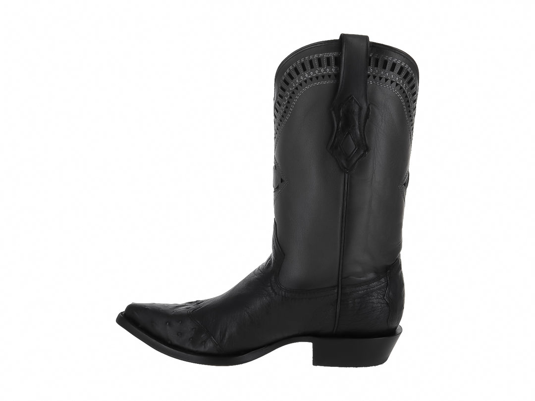 Botas Vaqueras Cuadra de Piel de Avestruz Negro