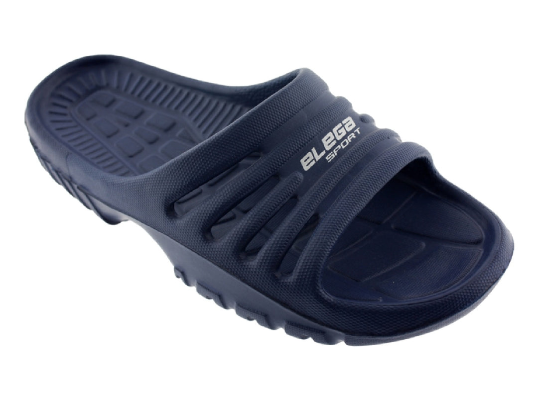 Sandalia deportiva color azul marino marca Elega Sport con diseño de tiras transversales.
