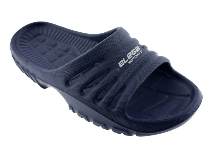 Sandalia deportiva color azul marino marca Elega Sport con diseño de tiras transversales.