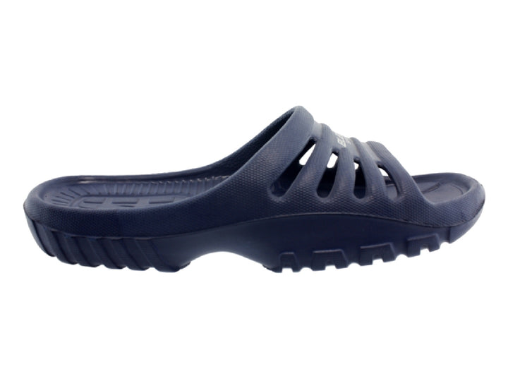 Sandalia deportiva color azul marino marca Elega Sport con diseño de tiras transversales.