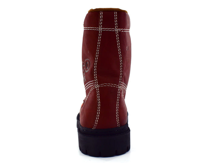 Botas El Arco Boots modelo 510 Shedron en color cuero rojizo con costuras blancas y suela negra robusta.