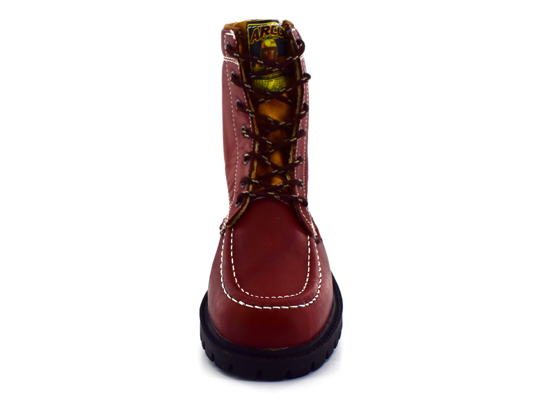 Botas El Arco Boots modelo 510 Shedron en color cuero rojizo con costuras blancas y suela negra robusta.