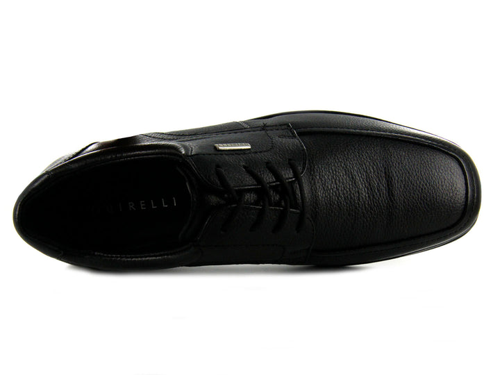 Zapato casual de cuero negro con agujetas y suela cómoda para hombre.