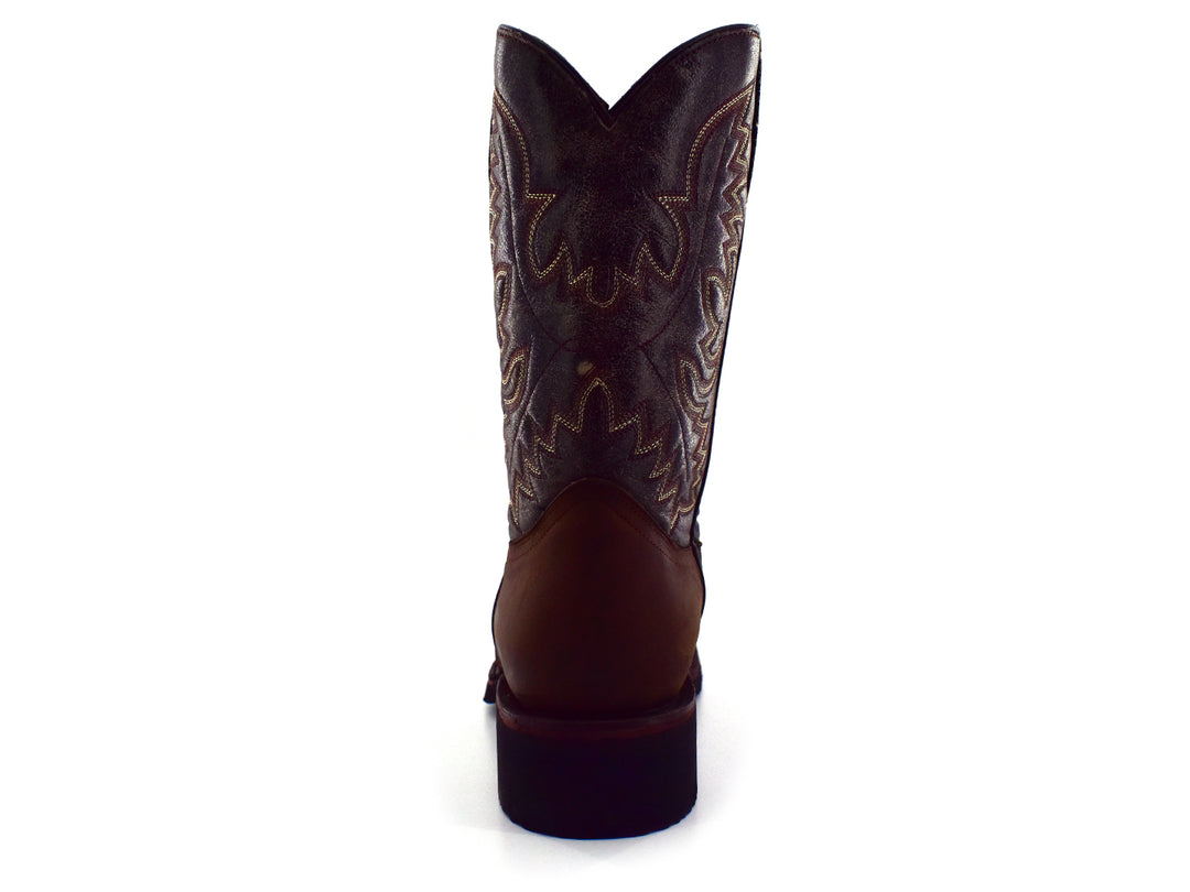 Bota vaquera Israel Boots modelo Crazy Cafe Frontier en color marrón con detalles bordados en la caña.