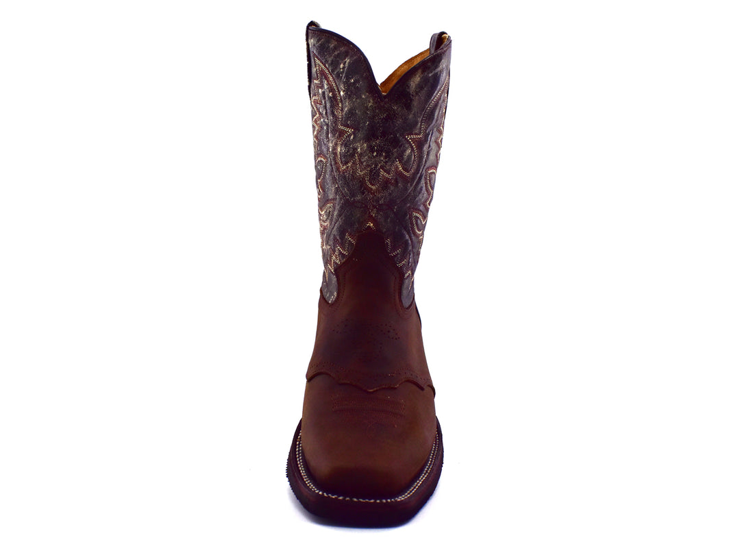 Bota vaquera Israel Boots modelo Crazy Cafe Frontier en color marrón con detalles bordados en la caña.