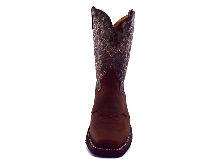 Bota vaquera Israel Boots modelo Crazy Cafe Frontier en color marrón con detalles bordados en la caña.