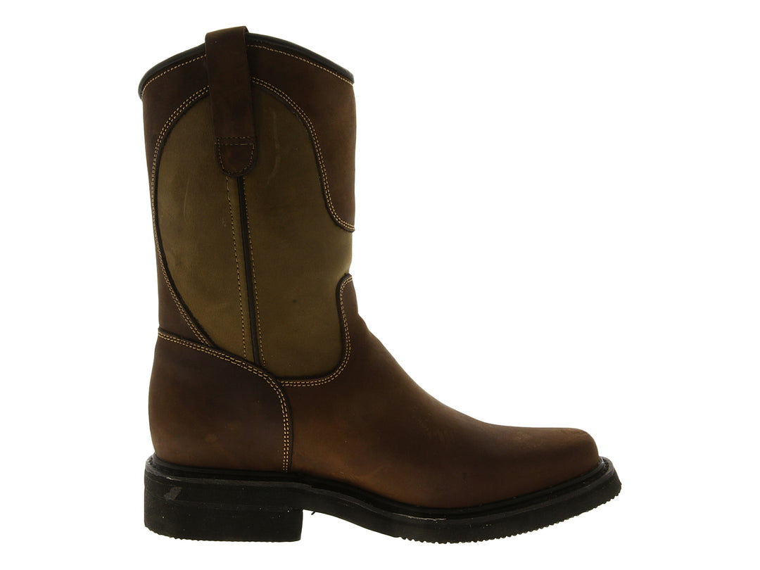 Botas Israel Boots Hornet para hombre en colores café y tan con suela negra.