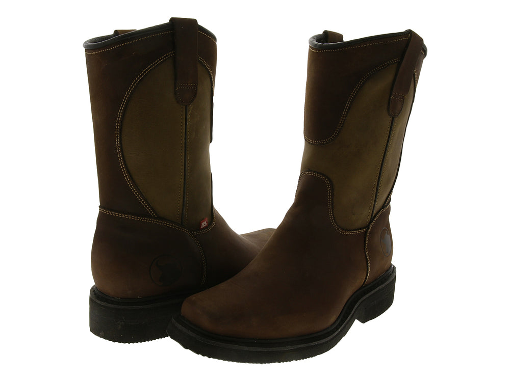 Botas Israel Boots Hornet para hombre en colores café y tan con suela negra.