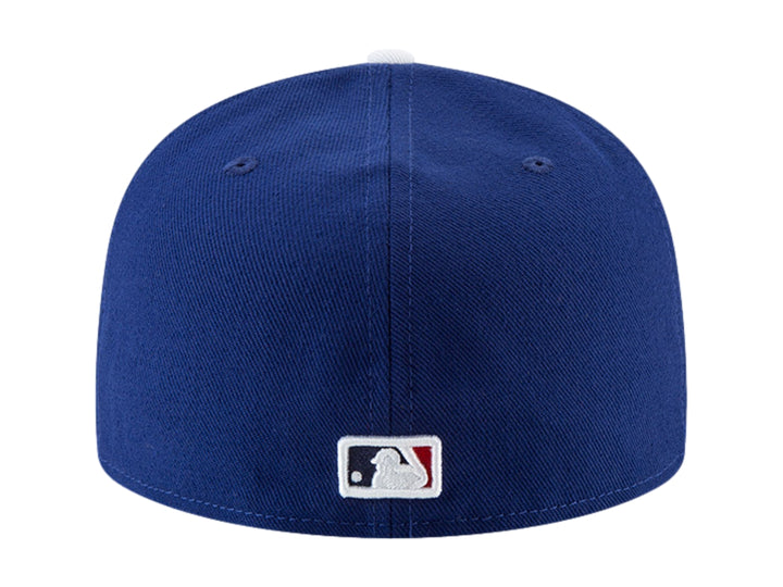 Gorra New Era azul oscuro con logotipo LA de los Dodgers en blanco y visera plana.