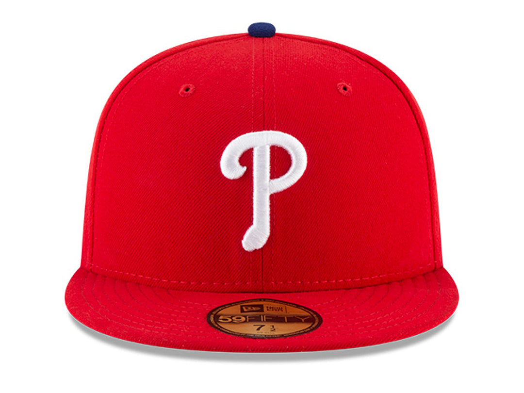 Gorra de béisbol New Era color rojo con logotipo blanco frontal y visera plana.