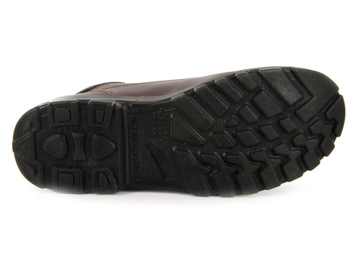 Botas de trabajo WORK POWER color chocolate con suela negra y cordones.