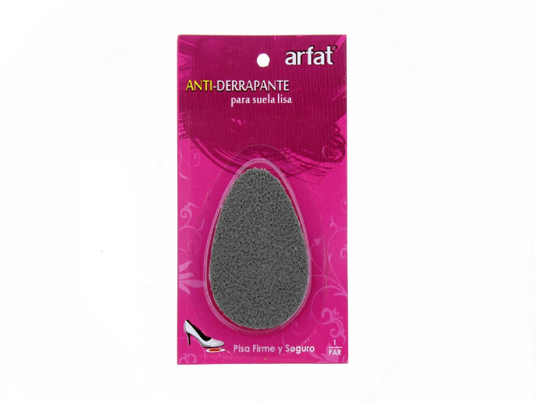 Talonera antiderrapante gris en empaque rosa marca Arfat.