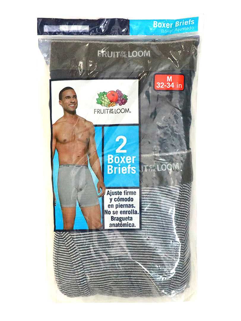 Paquete de 2 boxers ajustados Fruit of the Loom color gris con rayas blancas.