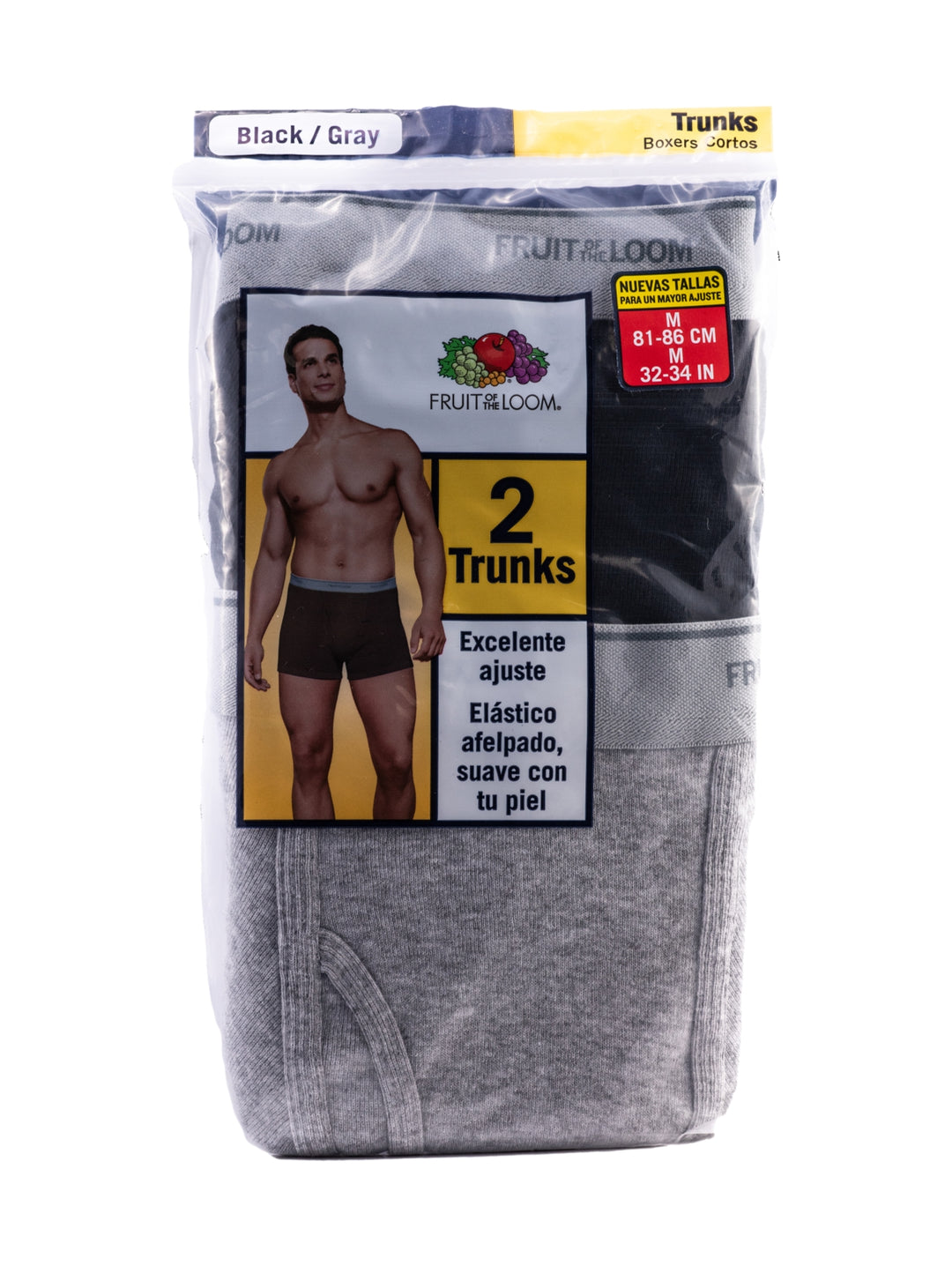 Paquete de 2 boxers ajustados Fruit of the Loom en colores gris y negro.