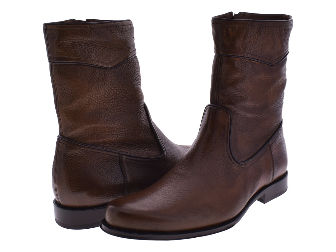 Botas Formales Cuadra en Piel de Venado Color Almendra
