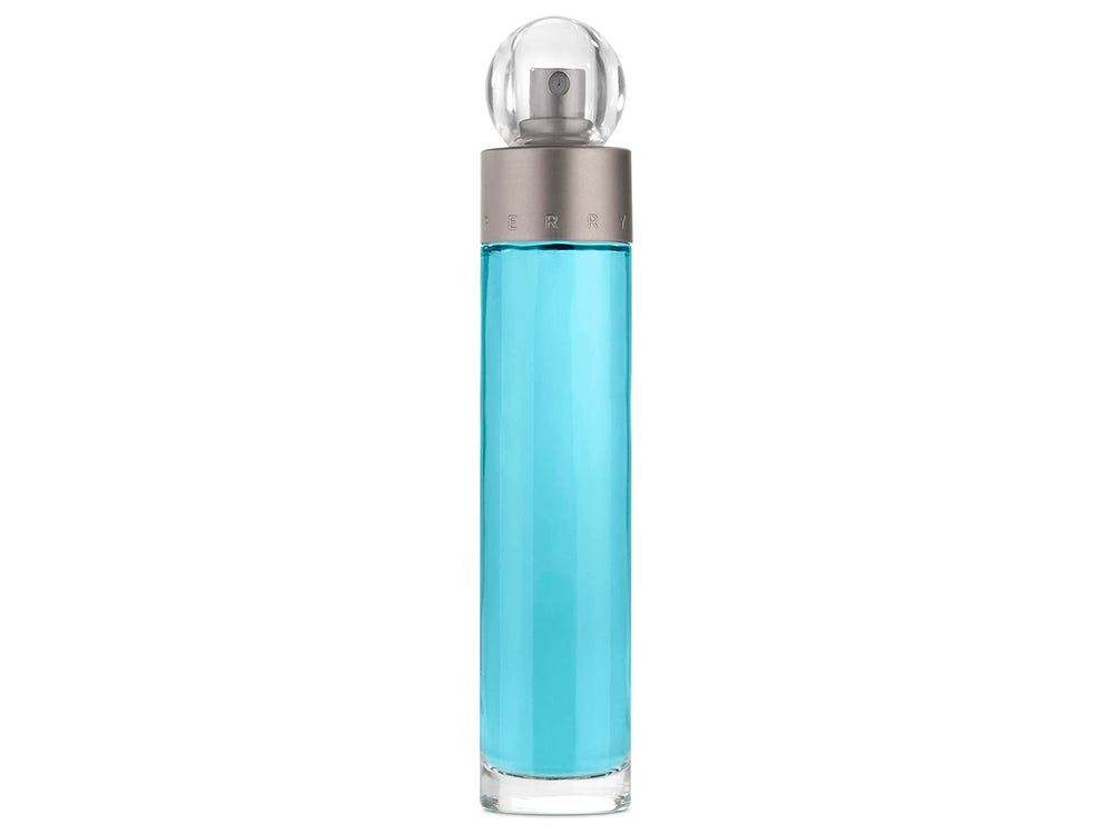 Set de regalo Perry Ellis 360 para Hombre con cuatro piezas en tonos azul y plata.