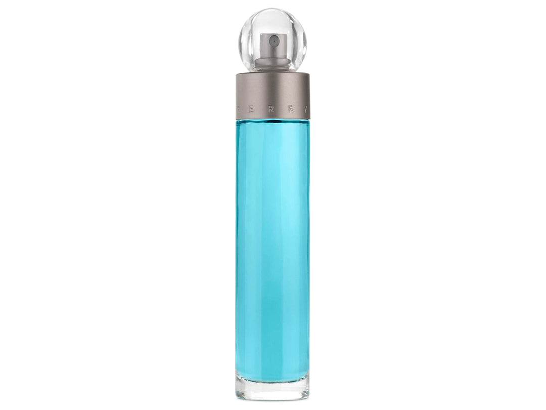 Set de regalo Perry Ellis 360 para Hombre con cuatro piezas en tonos azul y plata.