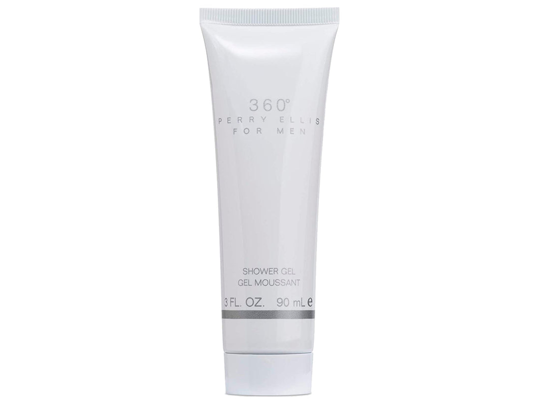 Set de regalo Perry Ellis 360 para Hombre con cuatro piezas en tonos azul y plata.