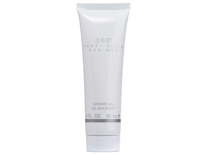 Set de regalo Perry Ellis 360 para Hombre con cuatro piezas en tonos azul y plata.