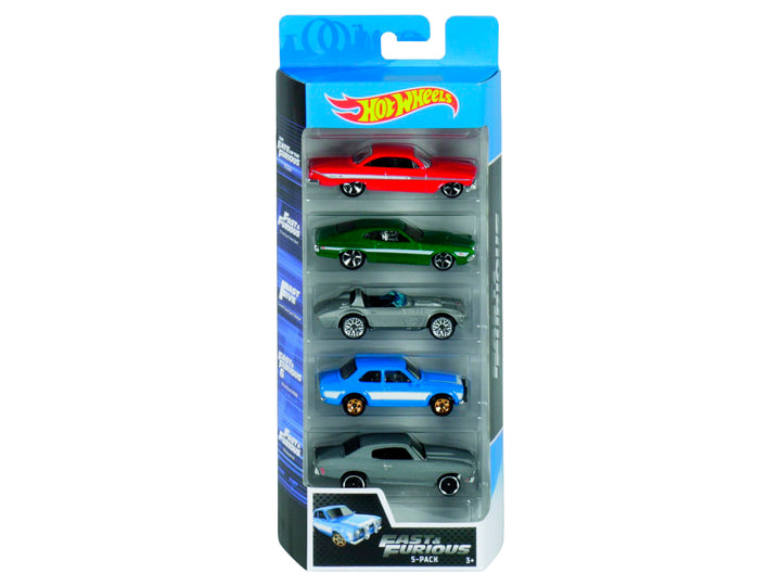 Set de 5 autos de juguete Hot Wheels Nightburners en empaque original azul.