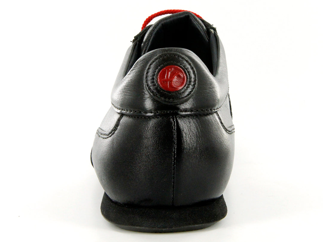 Zapatos Cuadra Negro y Rojo en Piel de Avestruz y Lizard