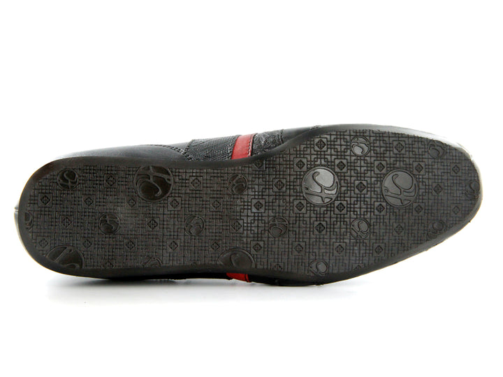 Zapatos Cuadra Negro y Rojo en Piel de Avestruz y Lizard