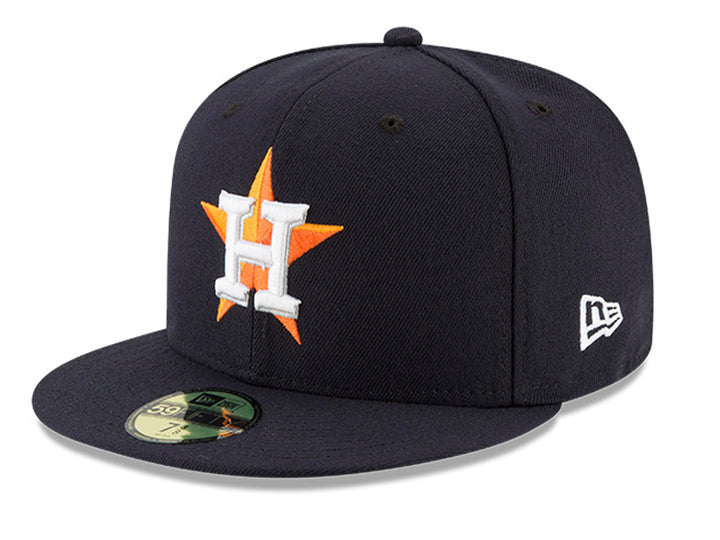 Gorra de béisbol New Era color azul marino con logotipo de los Houston Astros y visera plana.