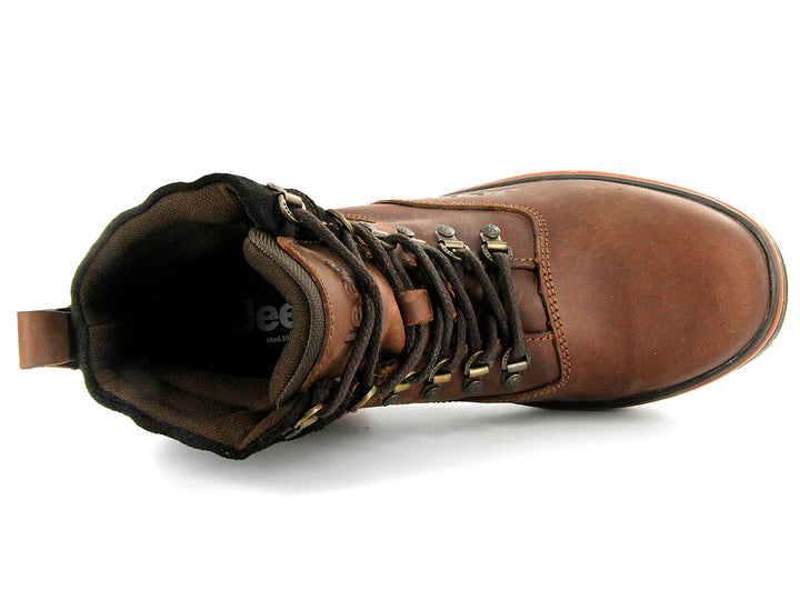 Bota Jeep color bronce con detalles en negro y suela robusta para hombre.