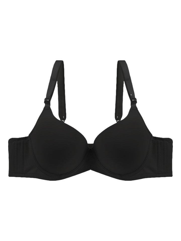 Brasier color negro para mujer con tirantes y copas lisas.