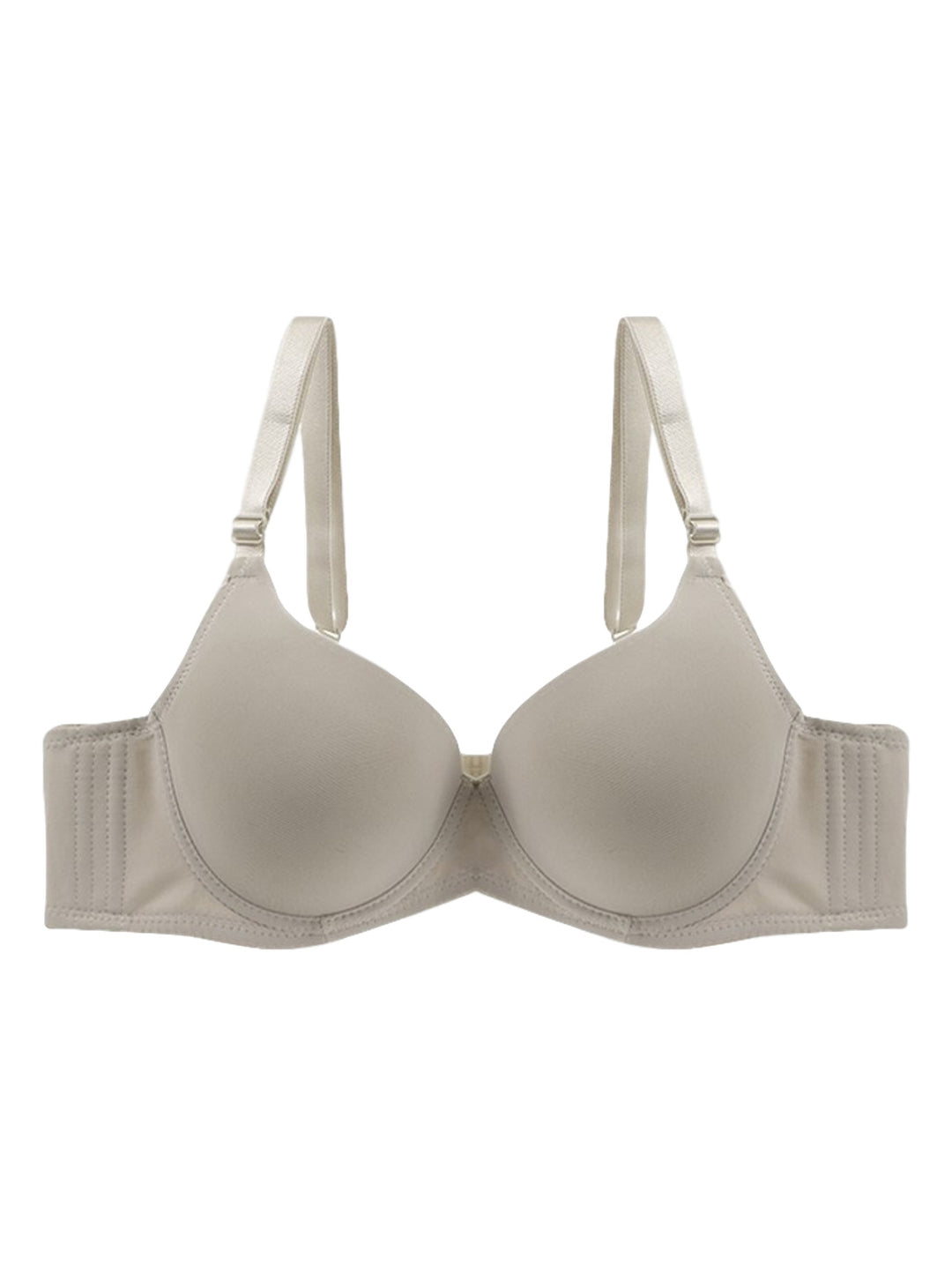Brasier color beige para mujer con copas lisas y tirantes ajustables.