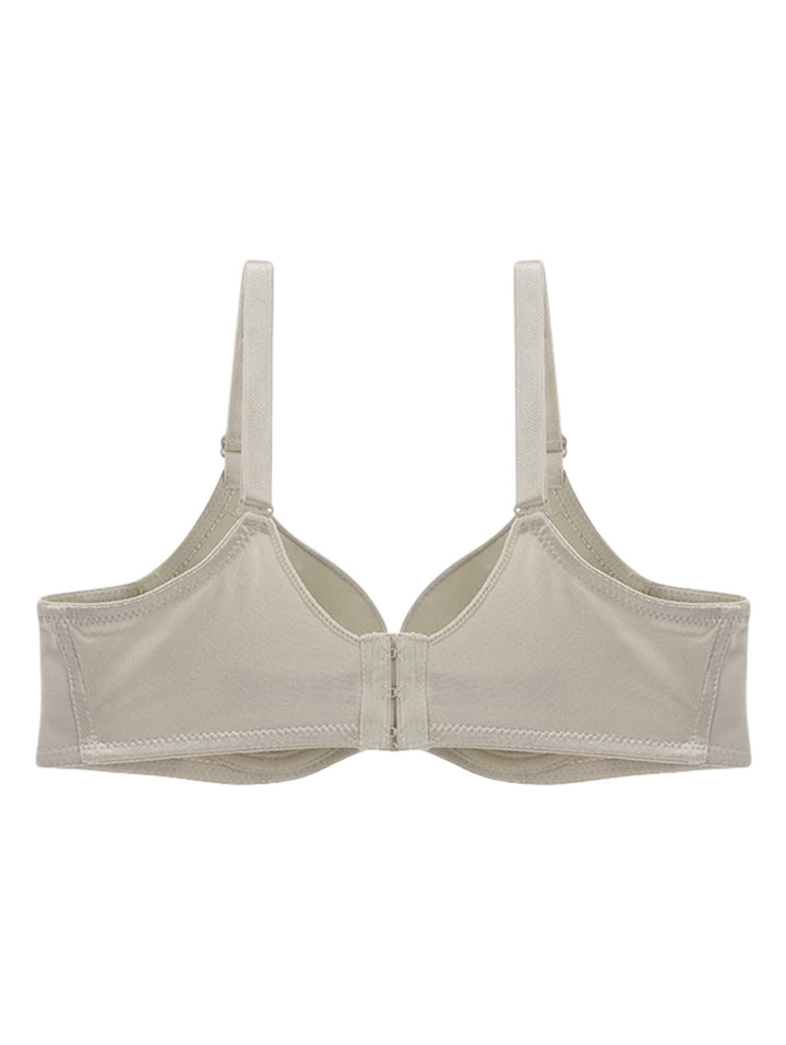 Brasier color beige para mujer con copas lisas y tirantes ajustables.